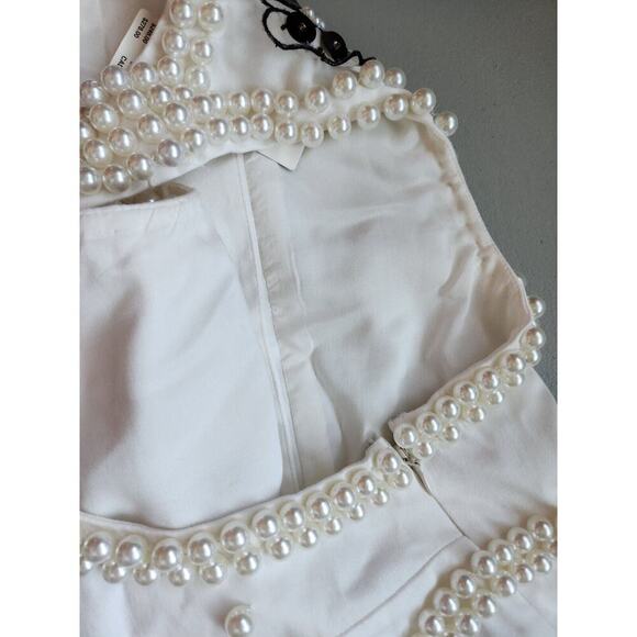 NWD Maeve 3D Embellished Pearl Shift Mini Dress Sz XSP Petite White #9N501 - Picture 14 of 14